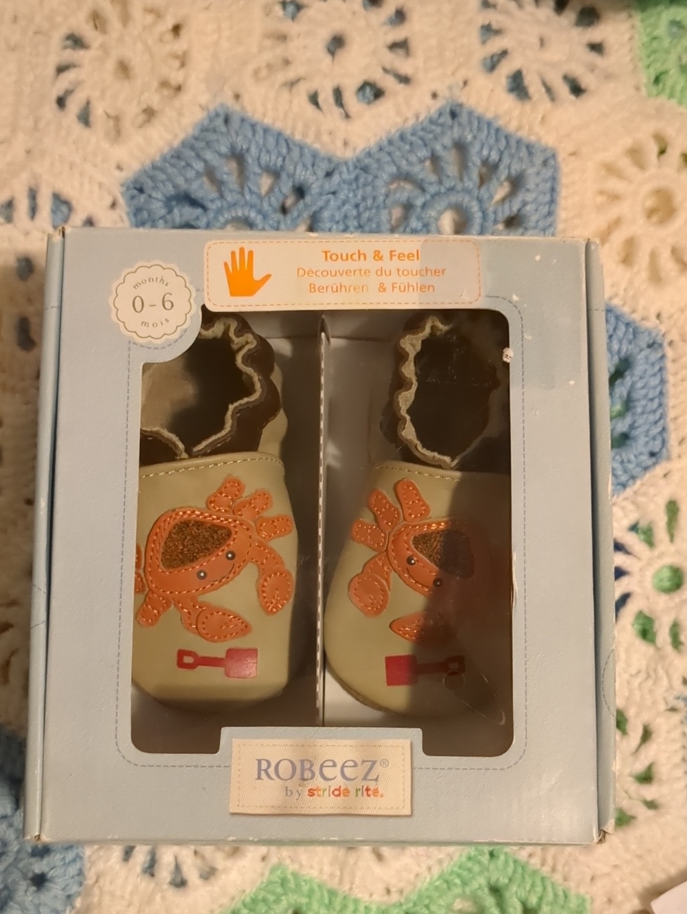 Robeez Green Baby Shoes with Orange Crab Motif